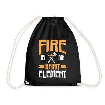Cooking Grilling Fire Spirit Element Cook and - Drawstring Bag - black - Front