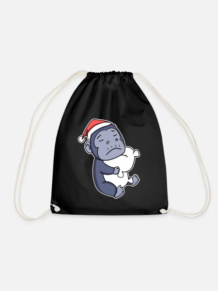 Gorilla Weihnachten Schlafen Schlaf Ausschlafen - Turnbeutel - Schwarz