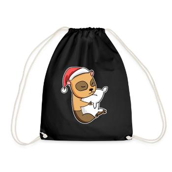 Squirrel Christmas Sleep - Drawstring Bag - black - Front