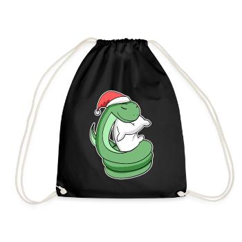 Schlange Weihnachten Schlafen Schlaf Ausschlafen - Turnbeutel - Schwarz - Vorne