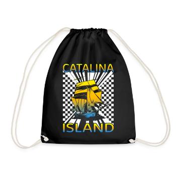 Catalina Island Shirt, Sailing Sailboat Lover - Drawstring Bag - black - Front