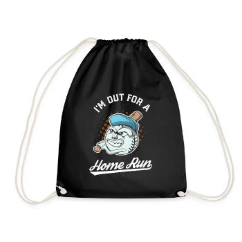 Baseball Mascot Home Run - Drawstring Bag - black - Front