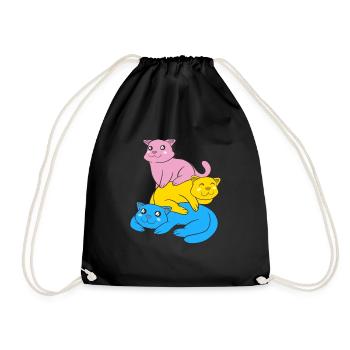 Pansexuality Flag Cats Pan Pride Color - Drawstring Bag - black - Front