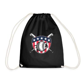 Baseballspieler Badge USA Baseball Team - Turnbeutel - Schwarz - Vorne