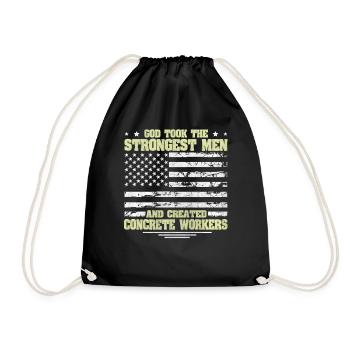 God took Stongest Created Concrete Workers US Flag - Turnbeutel - Schwarz - Vorne