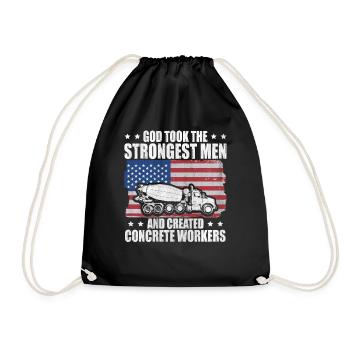 God took Stongest Created Concrete Workers US Flag - Turnbeutel - Schwarz - Vorne
