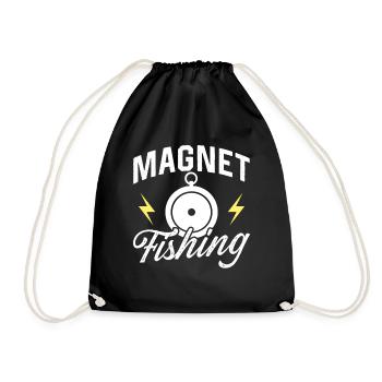 Magnetfischen Magnetfischer Magnet - Turnbeutel - Schwarz - Vorne