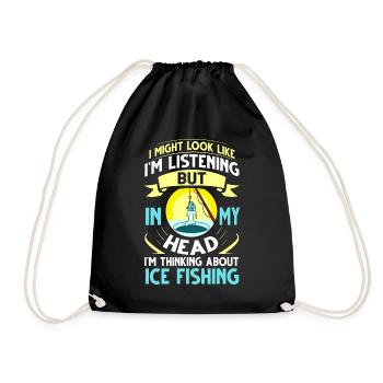 Ice fishing Fishermen Ice holes Ice drills Ice fishing - Drawstring Bag - black - Front