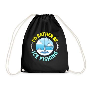 Ice fishing Fishermen Ice holes Ice drills Ice fishing - Drawstring Bag - black - Front