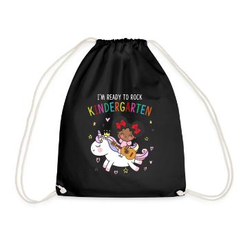 I'm Ready To Rock Kindergarten Unicorn - Drawstring Bag - black - Front
