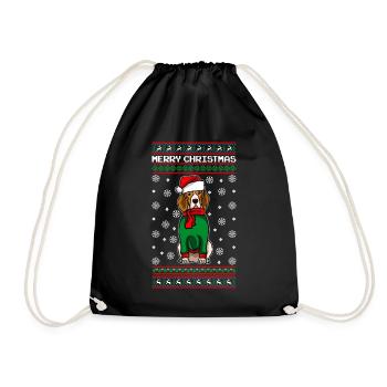 Chien Beagle avec pull de Noël moche - Sac de sport léger - noir - Devant