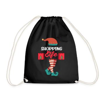 Weinachten Weihnachtself Shopping Elfe Elfen - Turnbeutel - Schwarz - Vorne