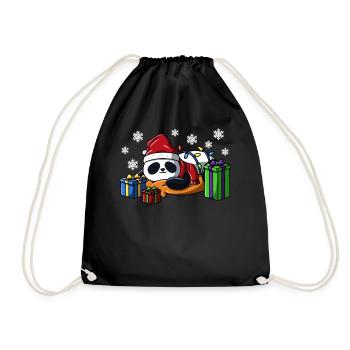 Réveille-moi quand c’est Noël flocons de neige Panda - Sac de sport léger - noir - Devant