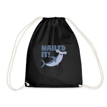 Hammerhead pun: "Nailed It!" - Drawstring Bag - black - Front