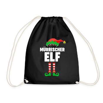 Weinachten Weihnachtself Mürrischer Elf Elfen - Turnbeutel - Schwarz - Vorne