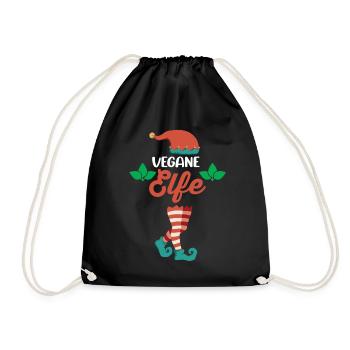 Weinachten Weihnachtself Vegane Elfe Elfen - Turnbeutel - Schwarz - Vorne