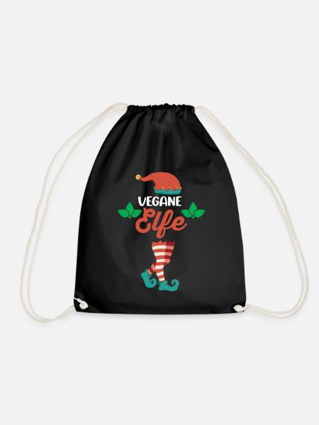 Weinachten Weihnachtself Vegane Elfe Elfen - Turnbeutel - Schwarz