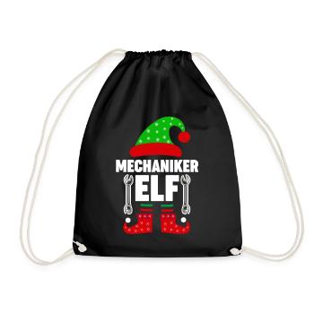 Weinachten Weihnachtself Mechaniker Elf Elfen - Turnbeutel - Schwarz - Vorne
