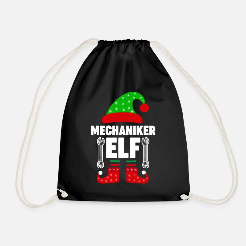 Weinachten Weihnachtself Mechaniker Elf Elfen - Turnbeutel - Schwarz