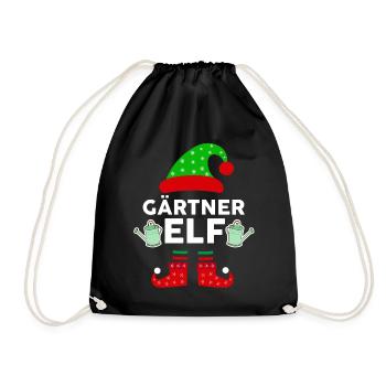 Weinachten Weihnachtself Gärtner Elf Elfen - Turnbeutel - Schwarz - Vorne