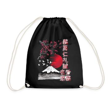 Japan Landscape - 7 Virtues of the Samurai - Drawstring Bag - black - Front