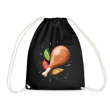 Roasted Turkey Leg Drumstick Family Meal On - Drawstring Bag - black - Front