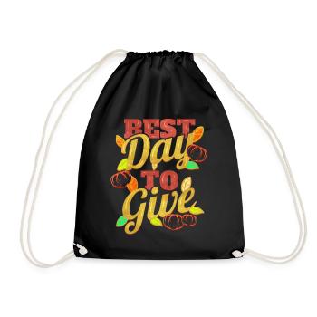 Best Day To Give Thanksgiving - Drawstring Bag - black - Front