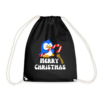 Frohe Weihnachten Weihnachtspinguin - Turnbeutel - Schwarz - Vorne