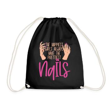 The Happiest Girls Have The Prettiest - Drawstring Bag - black - Front