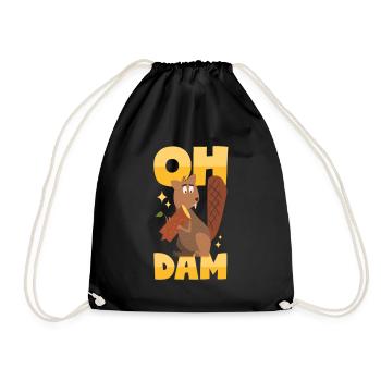 Beaver puns - Drawstring Bag - black - Front