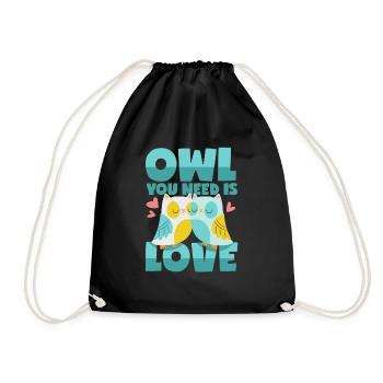 Amour des hiboux - Sac de sport léger - noir - Devant