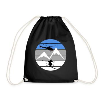 Heliskiing - Skiing Winter Sports - Drawstring Bag - black - Front