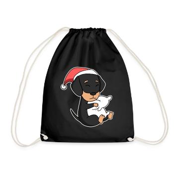 Teckel chien Noël sommeil fatigué - Sac de sport léger - noir - Devant