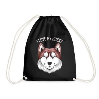 Dog Lover - I Love My Husky - Drawstring Bag - black - Front