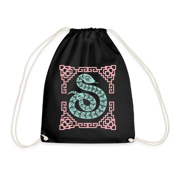 Year of the Serpent, Chinese Horoscope China - Drawstring Bag - black - Front