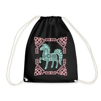 Year of the Horse, Chinese Horoscope China - Drawstring Bag - black - Front