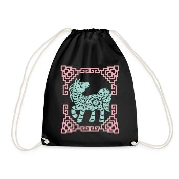 Year of the Horse, Chinese Horoscope China - Drawstring Bag - black - Front