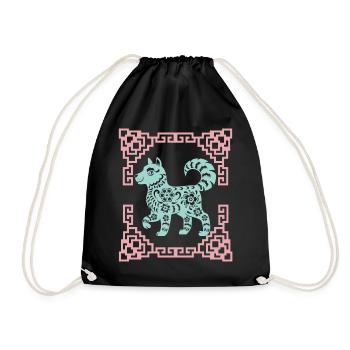 Year of the Dog, Chinese Horoscope China - Drawstring Bag - black - Front