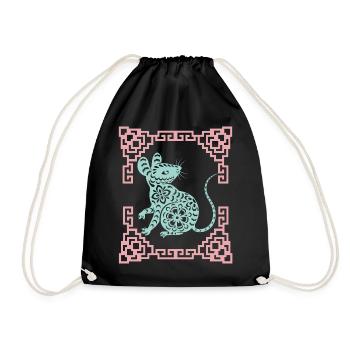 Year of the Rat, Chinese Horoscope China - Drawstring Bag - black - Front