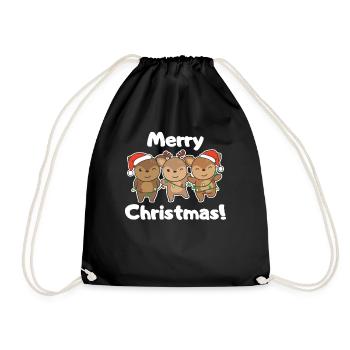 Cerf Noël Animaux Mignon Cerf Joyeux Noël - Sac de sport léger - noir - Devant