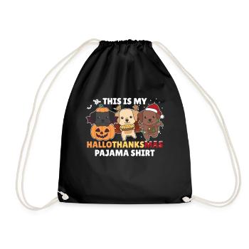 Hallothanksmas Pajama Shirt Labrador Weihnachten - Turnbeutel - Schwarz - Vorne