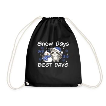 Raccoon Snow Days are the best days Snowman - Drawstring Bag - black - Front