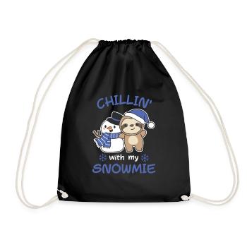 Sloth Chillin avec mon bonhomme de neige - Sac de sport léger - noir - Devant