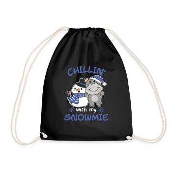 Hippo Chillin avec mon bonhomme de neige - Sac de sport léger - noir - Devant