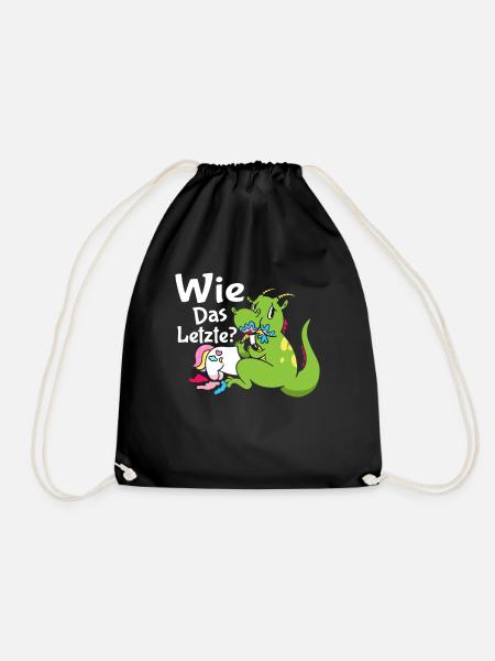 Drachen Wie Das Letzte Einhorn frisst Drache - Turnbeutel - Schwarz