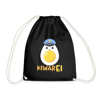 Kiwarei Austria Police Funny Egg Costume - Drawstring Bag - black - Front