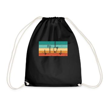 Bûcheron vintage à battement de cœur - Sac de sport léger - noir - Devant