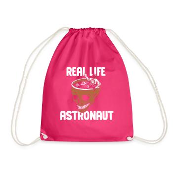 Real Life Astronaut Astronomy Space Rocket - Drawstring Bag - fuchsia - Front