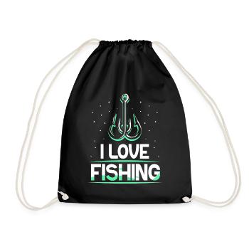 I Love Fishing Anglers Fishermen Fishing Fishing - Drawstring Bag - black - Front