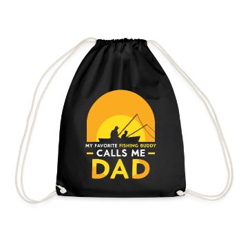 My favorite fishing buddy calls me daddy fishing - Drawstring Bag - black - Front